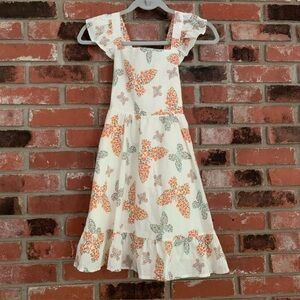 Haute Hippie Girls Butterfly Print Flutter Sleeve Smocked Back Sundress Sz 10